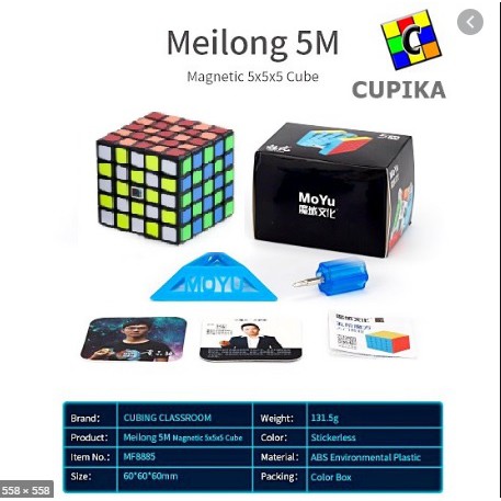 Rubik 5x5 MoYu Meilong 5M Magnetic Meilong Blackbase MeiLong 5 M