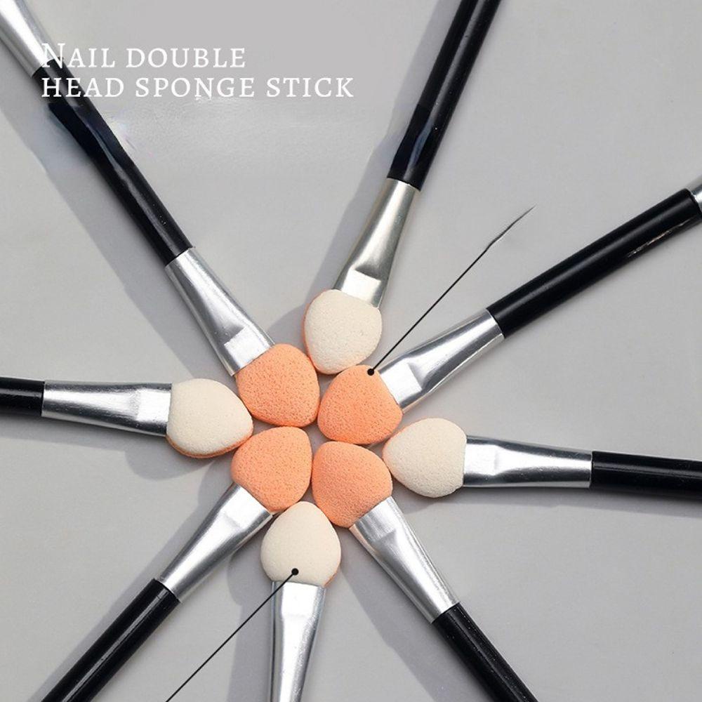 Needway   Double-ended Powder Stick Spons Kuku Kecantikan Kuku Salon Nail Art Alat Paku Smudge Stick