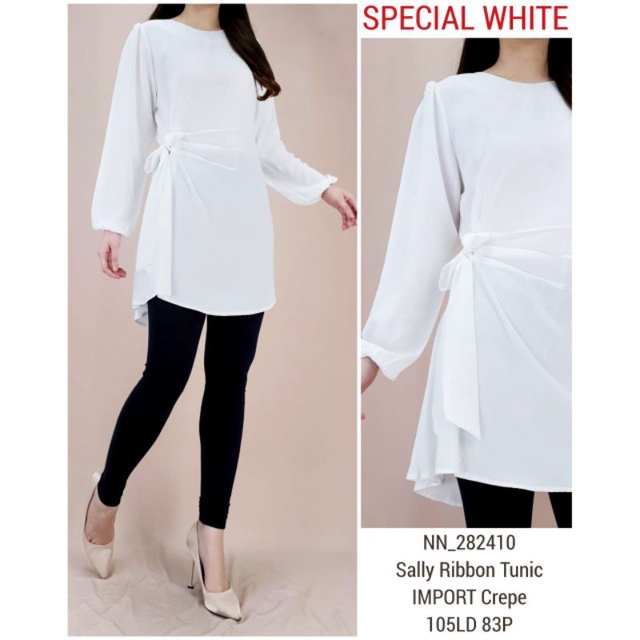 Tunik bordir wanita KHUSUS putih lebaran (3 MODEL)