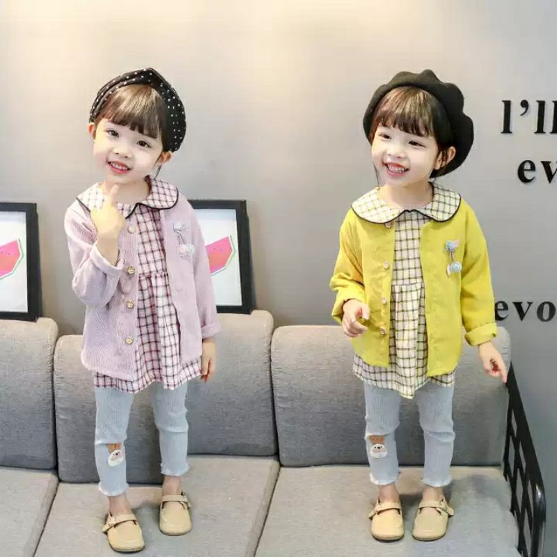 H. SC206 Baju Anak Perempuan Import / Setelan Dress Rompi Anak Cewek Lucu / Baju Anak Cewek Murah