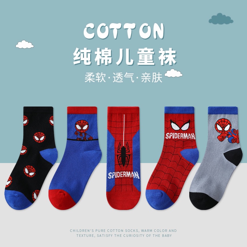 PROMO 12.12 PUNCAK Okaybaby B161 Kaos Kaki Spiderman Anak Laki Laki Import (Harga Tercantum Itu Per 1 Pasang) Bahan Tebal Lembut Motif Lucu Terbaru 3-7 Tahun