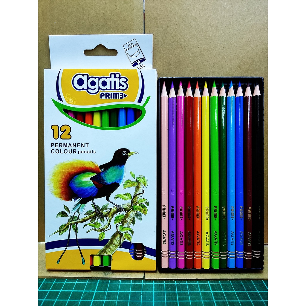 Pensil Warna Agatis Prime 12 / 24 warna Panjang / Pensil Gambar Agatis