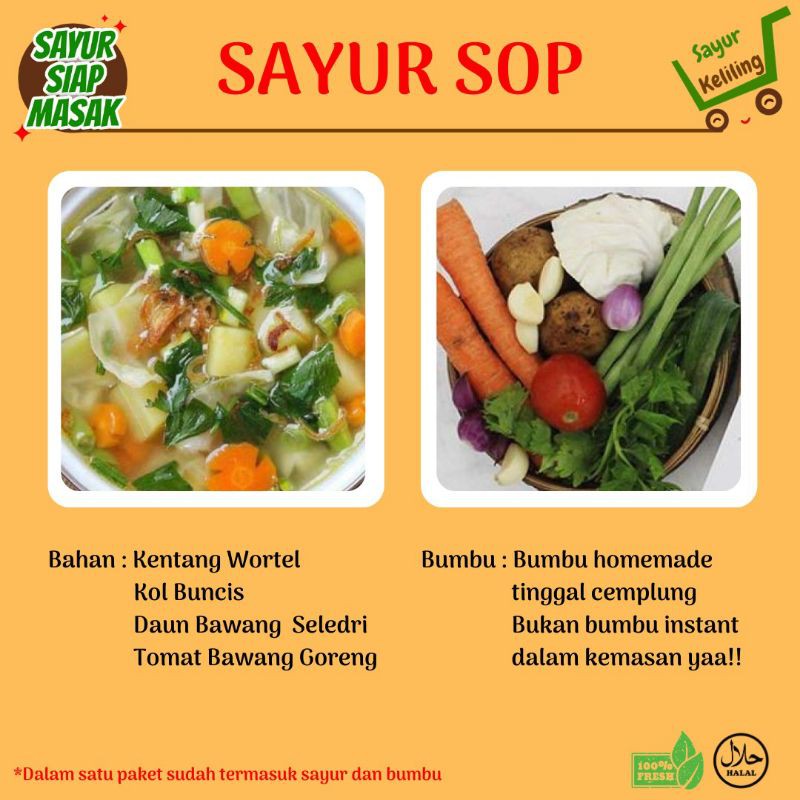 

SAYUR SIAP MASAK / SAYUR SOP / PAKET LENGKAP SIAP MASAK SAYUR SOP ( SUDAH TERMASUK BUMBU HOMEMADE )