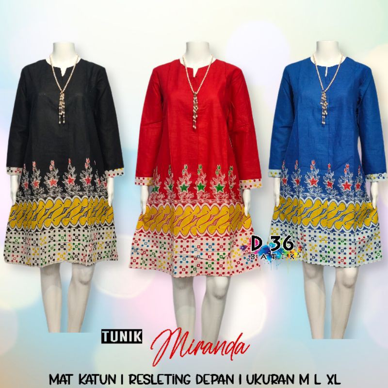 Miranda Tunik batik kerja katun halus Baju atasan kasual Wanita ibu ibu remaja cantik modis keren fesyen mode fashion Atasan Modern casual Formal Murah terbaru kekinian klasik etnik tradisional seragam seragaman kantor