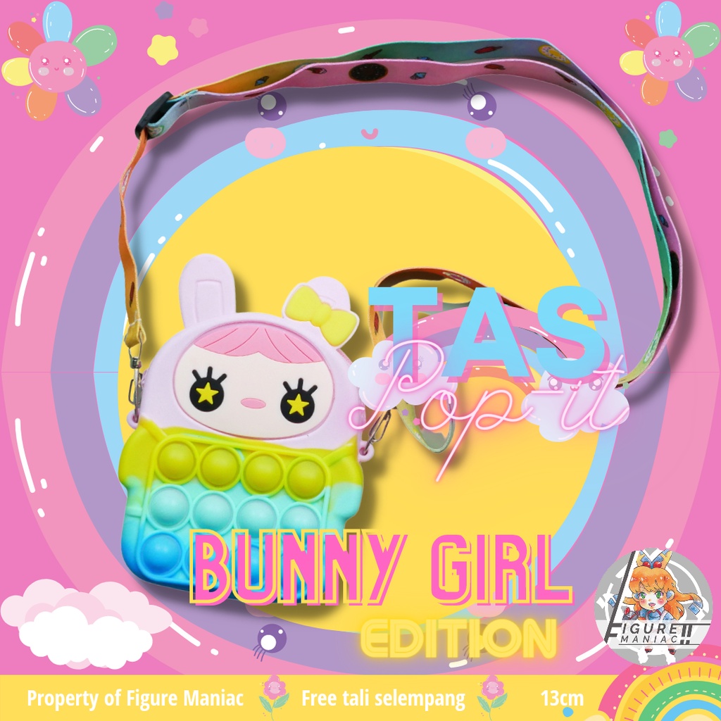 Figure Maniac - Tas Pop It Mini Bunny Girl Sling bag edition premium import size 13 cm free tali selempang