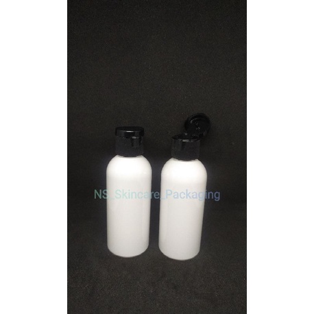 Botol fliptop 60ml putih tutup fliptop hitam