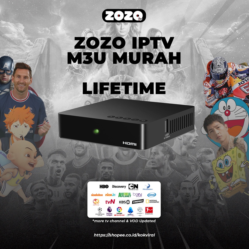 Jual Jual TV Digital Online IPTV M3U Murah ZOZO TV LIFETIME Shopee
