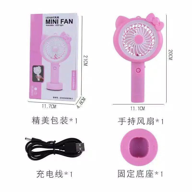 Kipas mini tangan usb portable charger / mini fan led light /kipas mini