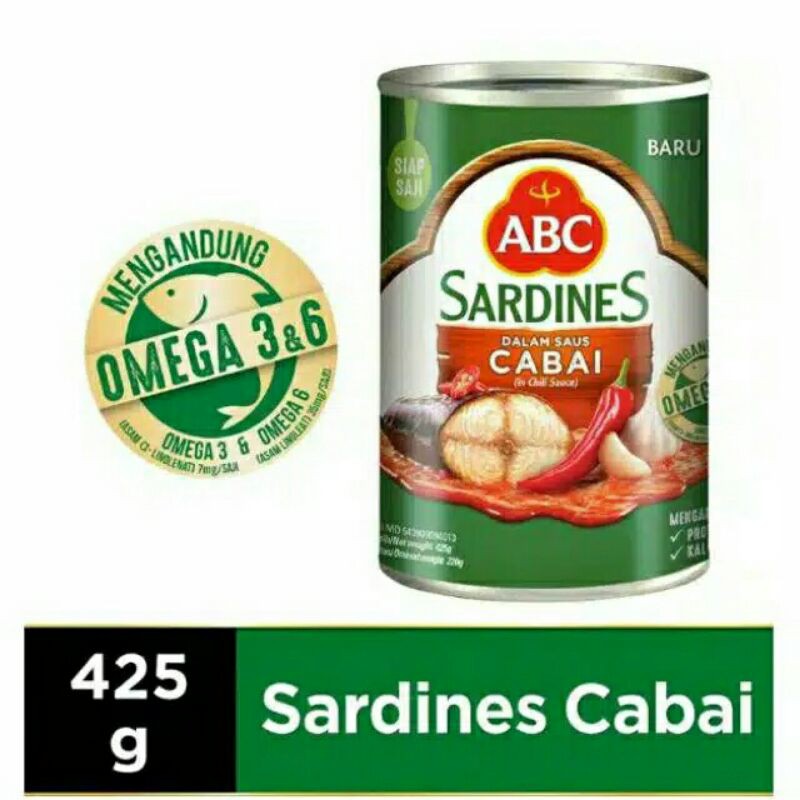 

Abc Sardines Cabai 425gr - Pedas Ikan Sarden