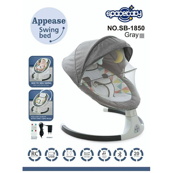 [TERMURAH BAMS] Bouncer Space Baby Exotic 10 in 1 ZX 1803 1804 1805 SB 8630 Kursi Santai Bayi Pliko Infant Seat Baby Elle BE-8318 T Mastela Fold Up Pocco Seat Kado Ultah Anak Bayi-SB 1850 Grey
