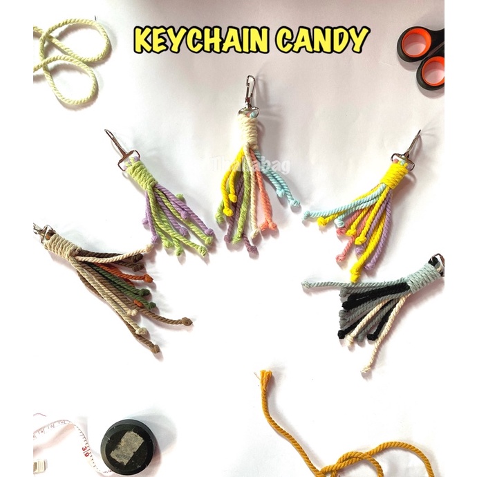 READY STOK KEYCHAIN CANDY BY THALIABAG // GANTUNGAN KUNCI // STRAP BAG MACRAME // TALI TAS // COD // RACUN SHOPEE // HAND MADE