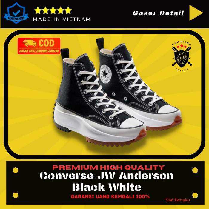 Sepatu Converse JW Anderson Black White Sneakers Wanita Sneaker Fashion Cewe Import Premium Original