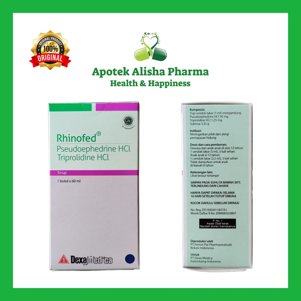 Rhinofed Sirup 60ml - Rinofed Sirup Obat Flu Pilek Alergi Anak / Rhinoped / Rinoped Syrup