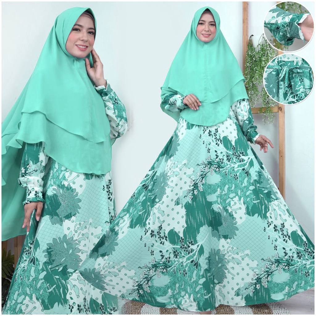 Arashi  maxi syari motif batik gamis murah monalisa premium set hijab fashion muslim grosir baju murah