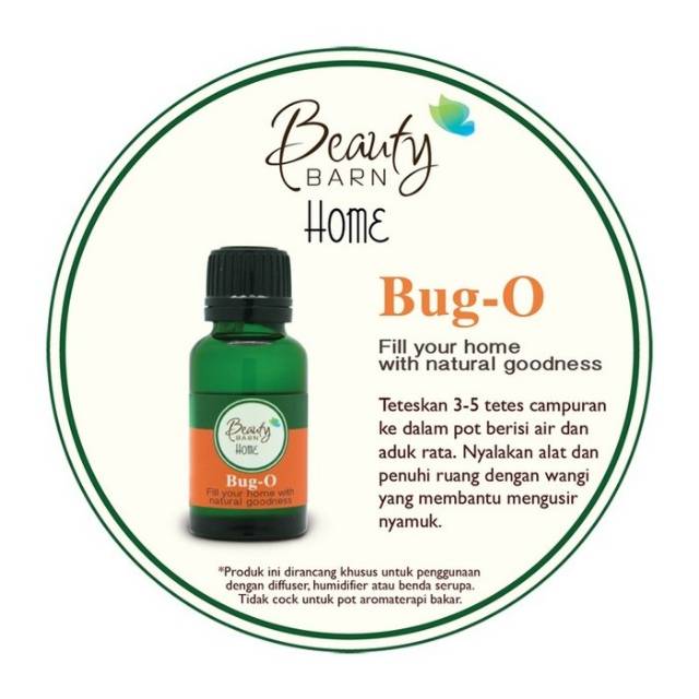 Bug-O beauty barn home aromatherapy 20ml aromaterapi pengusir nyamuk free packing dus wrap bubble