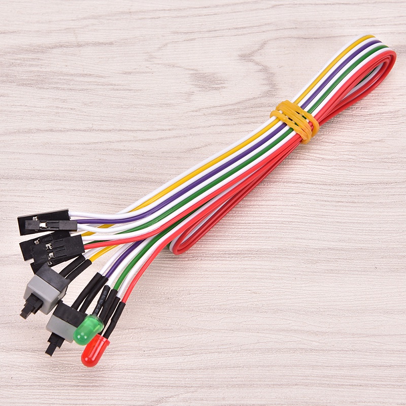 【justenjoyingg.id】ATX PC Compute Motherboard Power Cable 2 Switch On/Off/Reset w/ LED Light 68cm