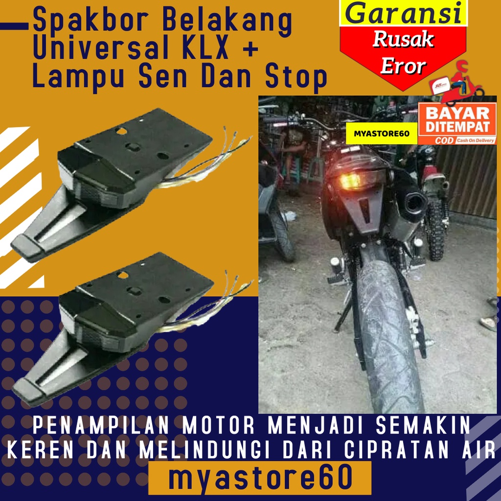 Spakbor Belakang Spakbord Ban Belakang Universal KLX + Lampu Sen Sein Dan Stoplamp Stop Lamp KLX Lampu Rem Lampu Belakang KLX