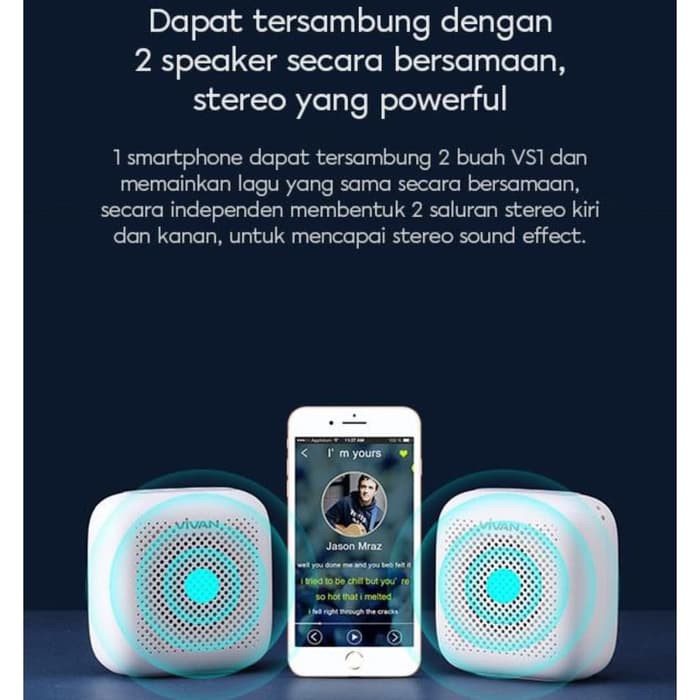 Vivan Speaker Bluetooth VS1 V 5.0 Waterproof Outdoor Speaker Mini Garansi Original Resmi ORIGINAL