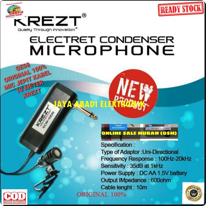 G58 ORIGINAL MIC KREZ JEPIT KANCING KERAH BAJU KABEL 10 METER  MIKROPHONE CLIP ON TIE CONDENSOR SENSITIF AUX MIKROPHONE MIK SOUND AUDIO KARAOKE CABLE PROFESIONAL PRO KARAOKE VOCAL MIKROPHONE AUDIO SOUND SYSTEM PANGGUNG DJ STUDIO SENSITIF AUX EMAS