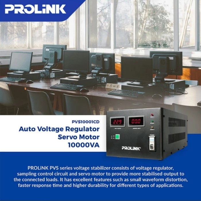 STABILIZER PROLINK PVS10001CD AVR SERVO MOTOR CONTROLLED 10000VA