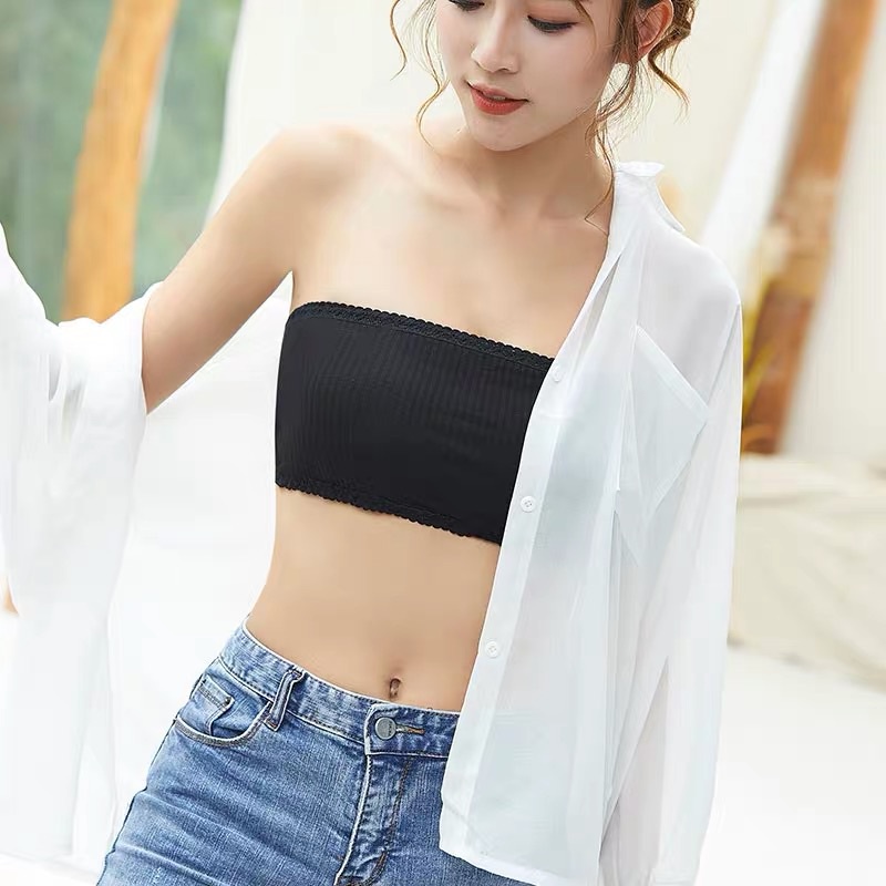 (GS) BRA CROP TOP WANITA TANPA TALI / PAKAIAN DALAM WANITA SEXY MOTIF RENDA