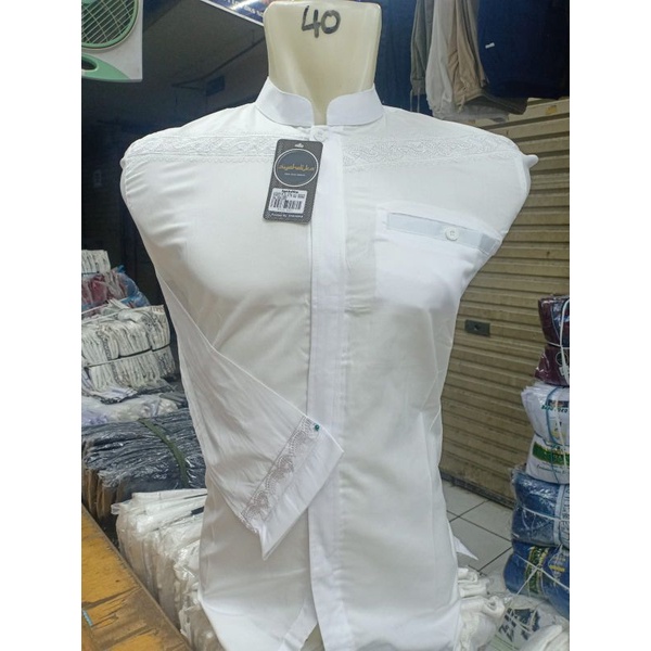 BAJU KOKO HABAIB PUTIH BORDIRAN ASLI COMPUTER  BAJU KOKO PRIA LENGAN PANJANG  KOKO SYAHDIKA GROSIR T