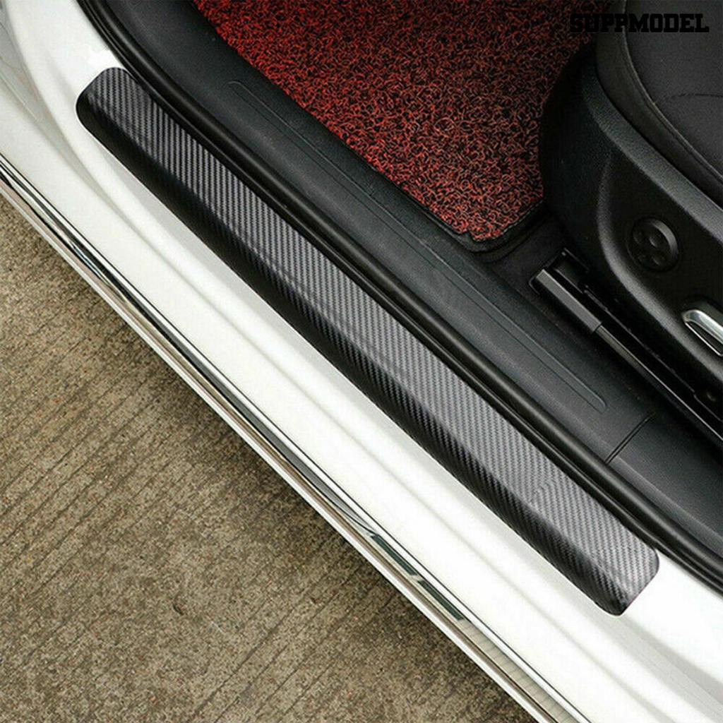 Suppmodel 4Pcs / Set Strip Trim Pelindung Pintu Mobil Anti Gores Bahan Carbon Fiber Tahan Suhu Tinggi