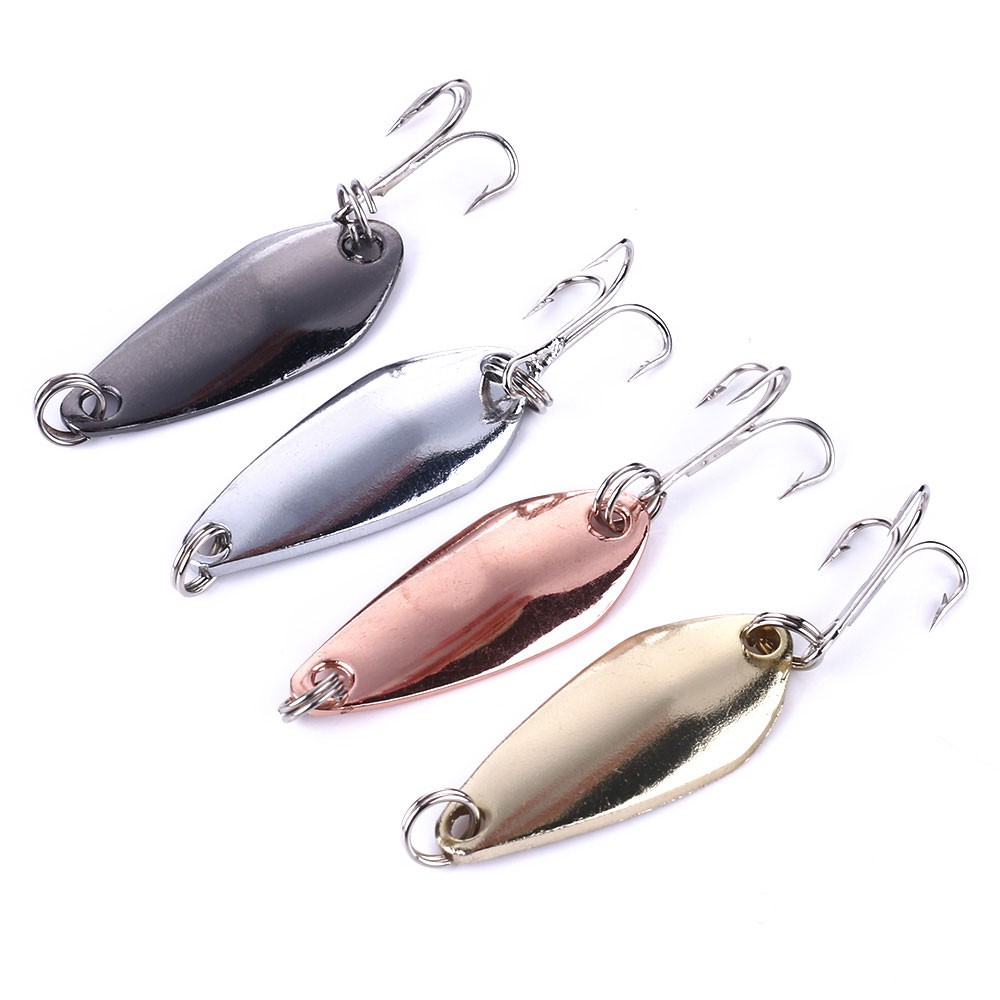 HENGJIA 4pcs 3.5cm/3.7g metal spoon sequins umpan pancing payet fishing lure bait memancing tackle