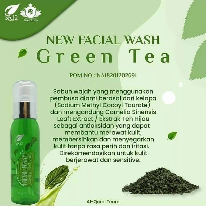 Facial Wash Green Tea SR12 - Sabun Cair Wajah Gren Tea Sr 12 - Original 100% Official Agen Resmi