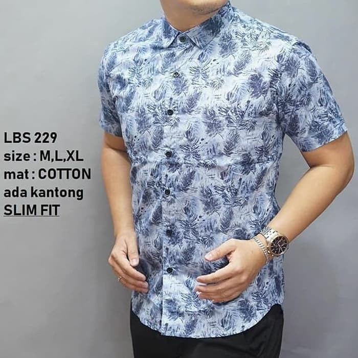 KEMEJA BATIK PRIA SLIM FIT LENGAN PENDEK FASHION PRIA BAJU BATIK PRIA LBS229