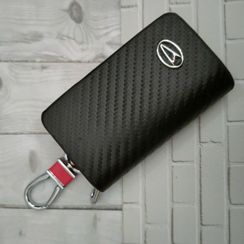 Dompet kulit stnk mobil model hitam karbon logo