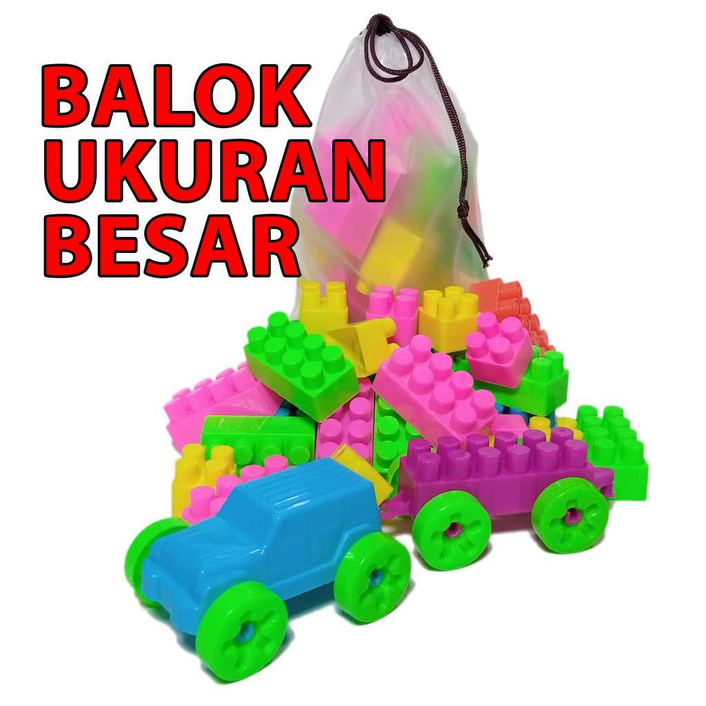 Jual Mainan Anak Building Block Balok Susun Besar 35pcs Jeep Indonesia ...