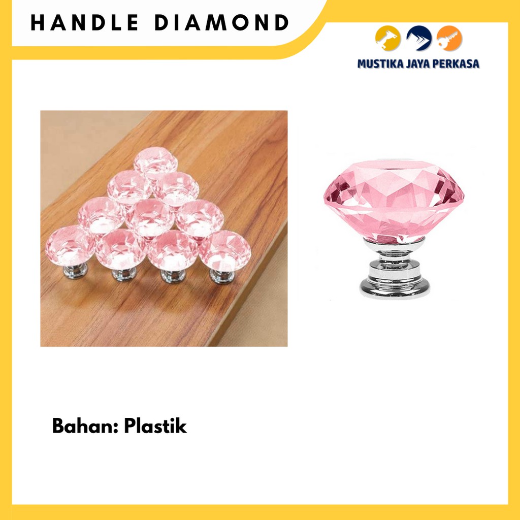 Handle Tarikan Lemari Lack Plastik Kaca Diamond Bening Kristal