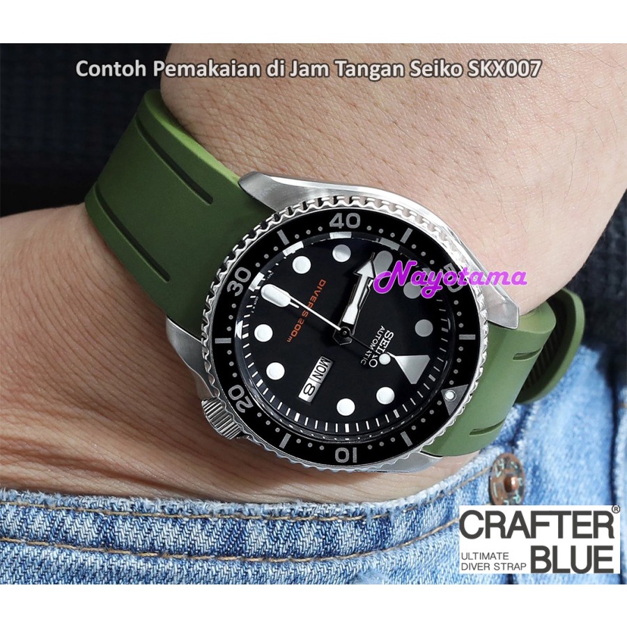 CRAFTER BLUE CB05 Rubber Strap Hijau Green Jam SEIKO 5 SRPD55 SKX007