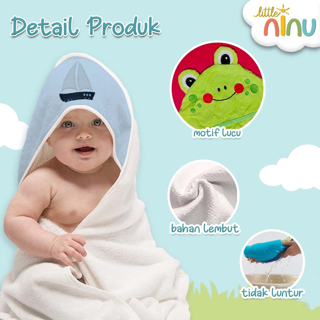 Little Ninu Handuk Hoodie Jubah Ponco Karakter Anak 0003