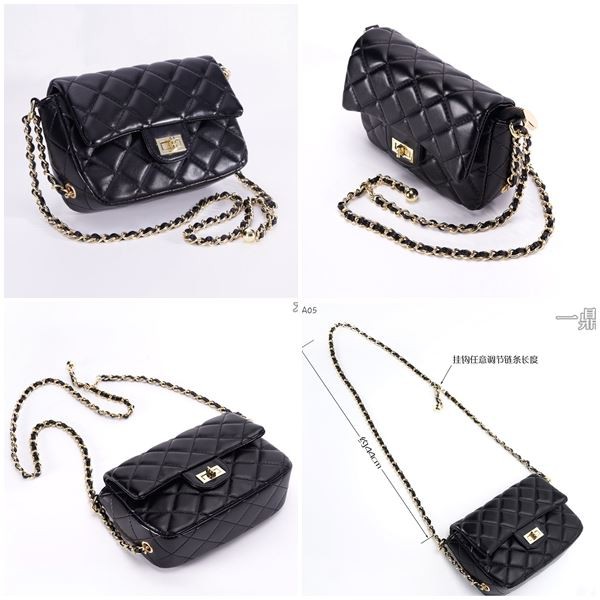 GI 0705 RISCE TAS SELEMPANG TALI RANTAI BLACK WHITE IMPORT WANITA CEWEK PEREMPUAN JAKARTA BATAM JT