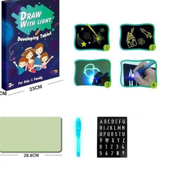 

◌ Magic Drawing Board Mainan Papan Tulis Ajaib Edukasi Anak Glowing Board LED Light Draw The Light ➤