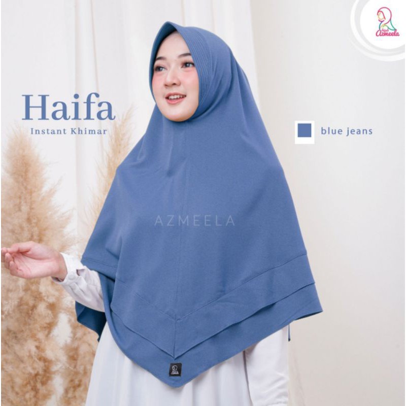 Haifa Khimar by Azmeela hijab instant simple syar'i Zara crepe pad-Blue jeans