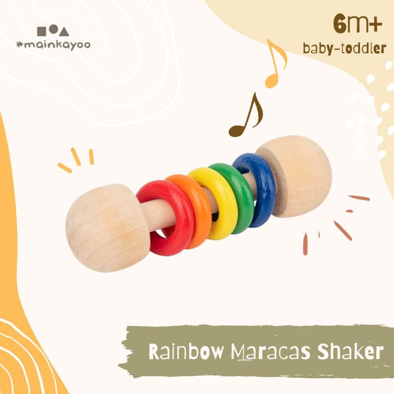 MAIN PERKUSI - WOODEN RATTLE SHAKER MARACAS - Mainan Edukasi Musikal