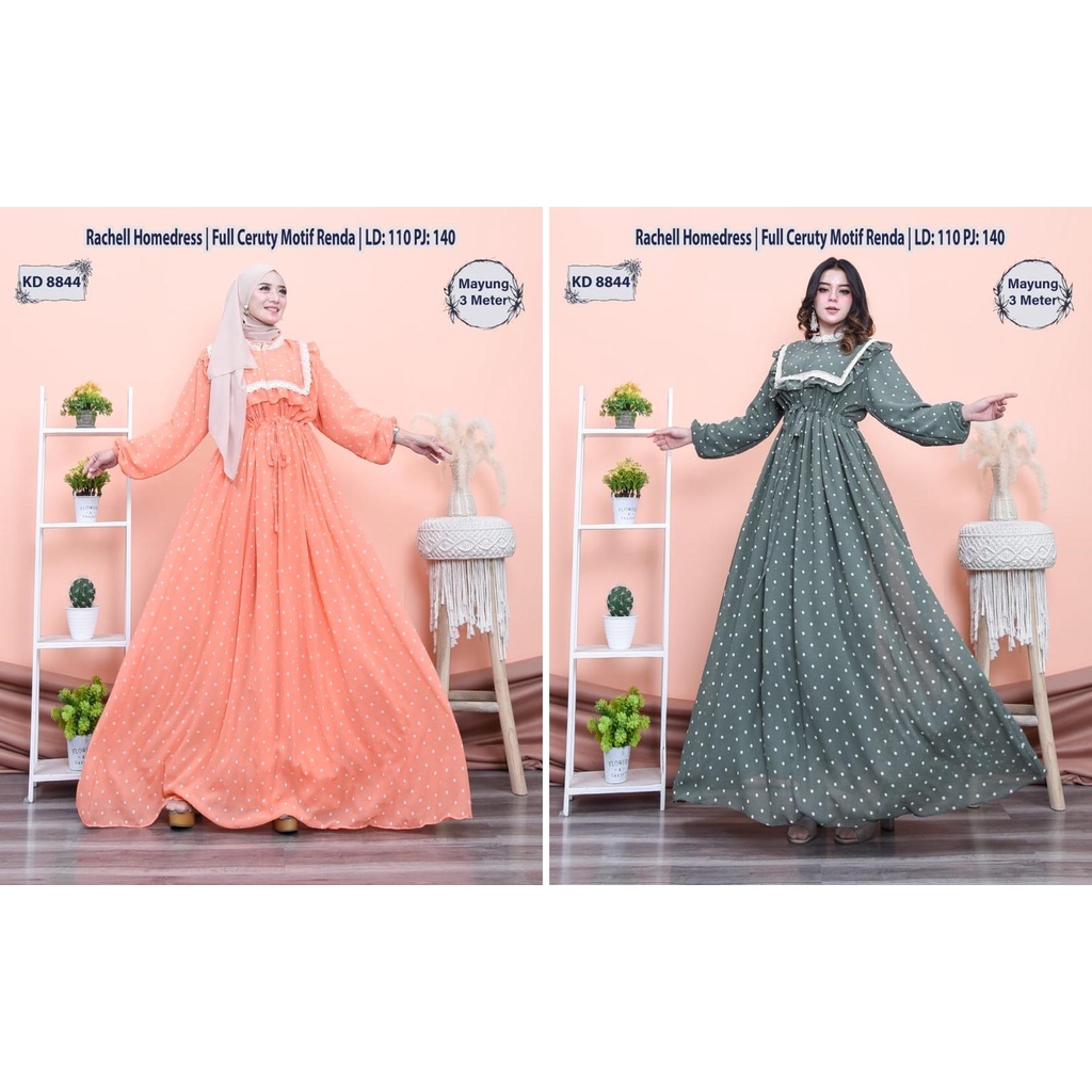 Kd 8844 Isi 2 Gamis Asya Ceruty Babydoll Renda Motif Super Mayung 3 M Home Dress Muslimah Busui Shopee Indonesia
