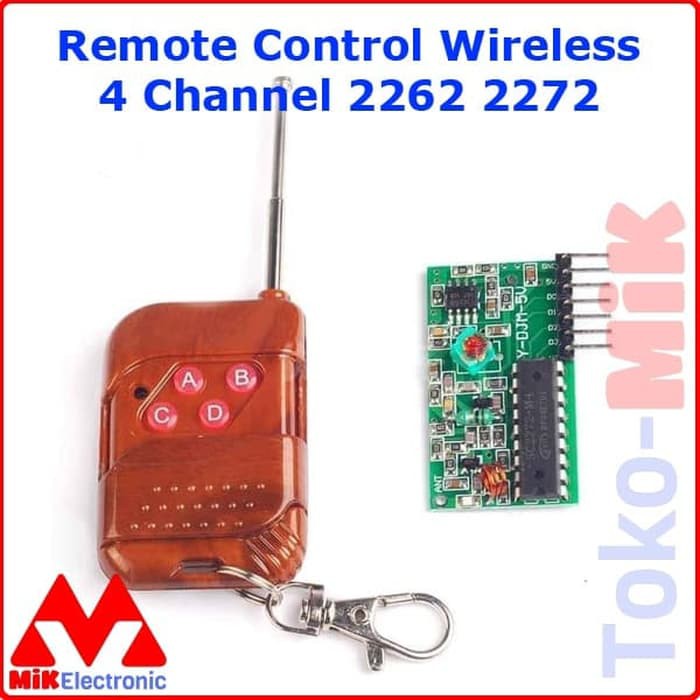 REMOTE CONTROL WIRELESS RF 4 CHANNEL TOMBOL RECEIVER ARDUINO 2262 2272 - PT2272-M4