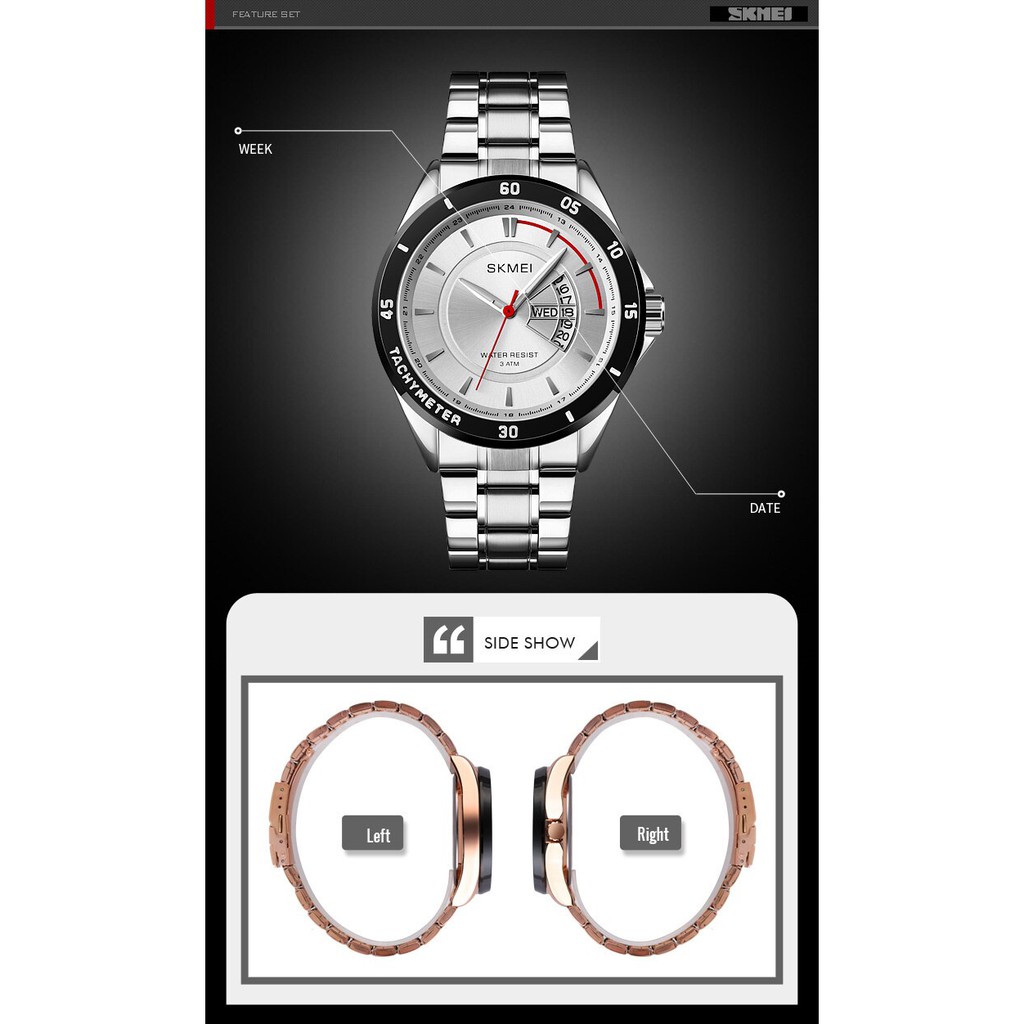 Jam Tangan Pria SKMEI 1641 Analog Day Date Stainless Steel Original SKMEI