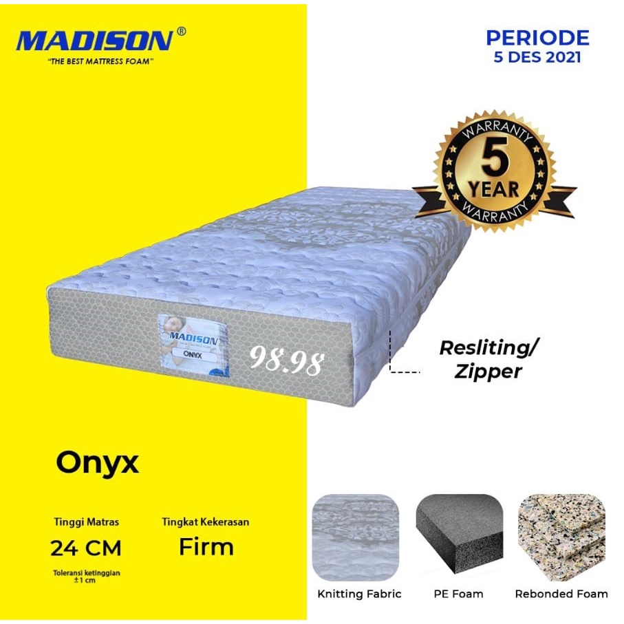 MADISON Kasur Busa Garansi 5 Tahun - Tilam Busa 90x200cm - Kasur Busa 3 kaki ONYX - Medan