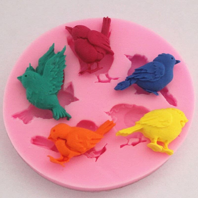 3D Silicon Mold Fondant Cake Decoration - Five Birds