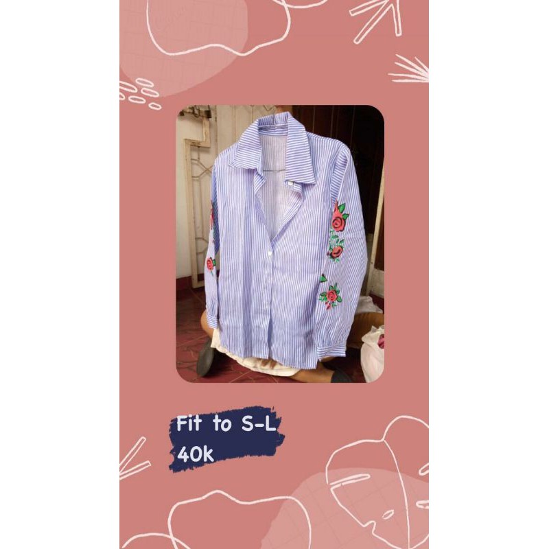 Kemeja Garis Biru Lengan Panjang (preloved)