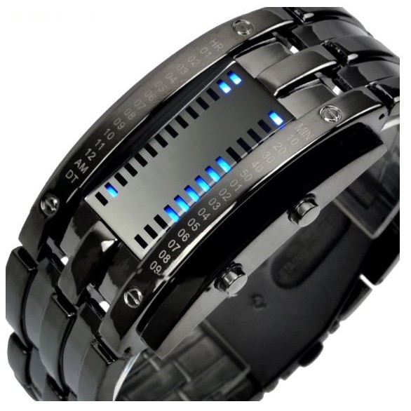 Jam Tangan LED Tanggal Digital Bar LED Tanggal Garis Digital Binary Jam Led Jam Digital Binary Time