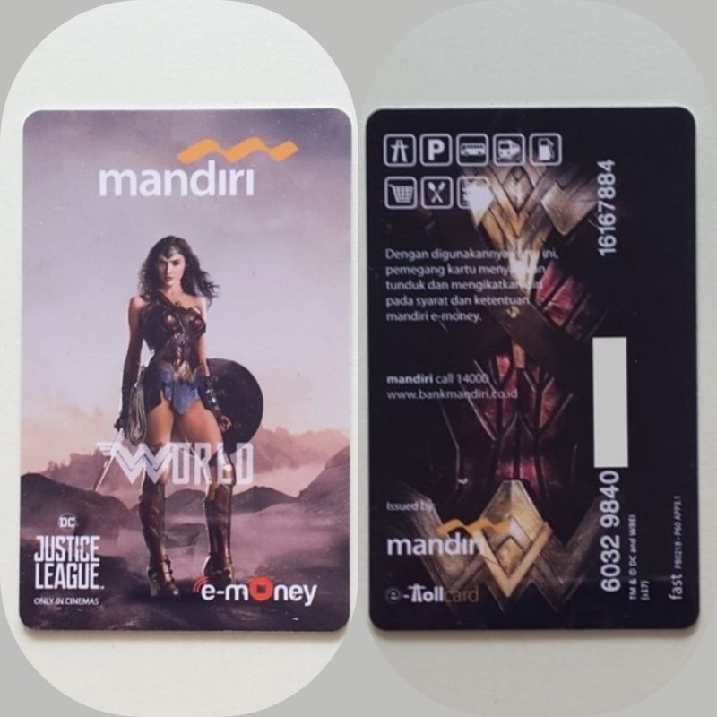 Mandiri eMoney JUSTICE LEAGUE - FULL BODY KARAKTER WONDER WOMAN ORI /Like eTOLL Flazz Tapcash or Brizzi