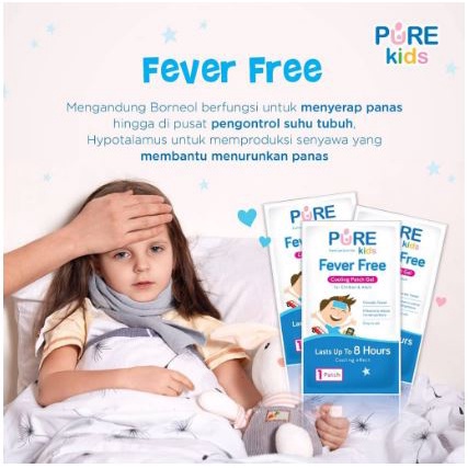 Pure Kids Fever Free / Pure Baby Obat Demam Anak / Plester Penurun Panas Cooling Patch Gel Plaster Dingin