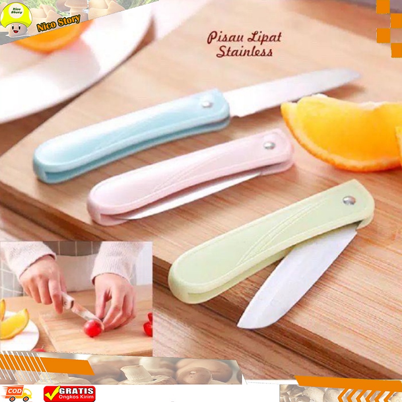 (NCS) Pisau Dapur Stainless Steel Knife dapat dilipat Pisau Lipat Pisau Sayur Buah Portable cocok dibawa berpergian