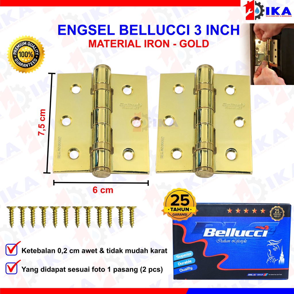 Engsel 3 inc Stainless tebal/ Engsel 3 Inch Stainless Tebal BELLUCCI BLC / ENGSEL STANLIS  engsel jendela engsel pintu,kunci pintu/jendela Engsel jendela tebal 3&quot; Tebal kuat anti karat kupu2 BELUCI ORIGINAL ASLI GARANSI